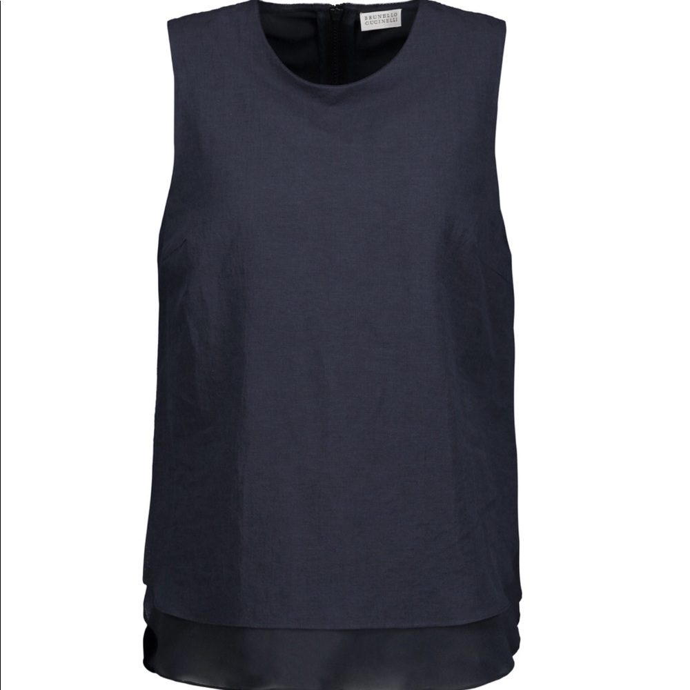 Brunello Cucinelli Navy Layered Tank. Size XS